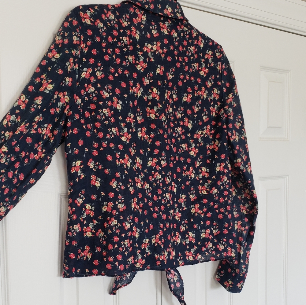 Longsleeve floral linen blouse - Picture 6 of 10